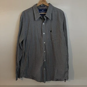 Camisa de hombre American Eagle vintage calce negro/blanco guinga abotonada talla XXL - Imagen 1 de 8