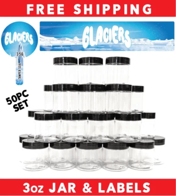 3oz Food Grade Jars & Top - Waterproof Top & Side Label Set - Tamper ( 50pack ) - Image 1 of 4