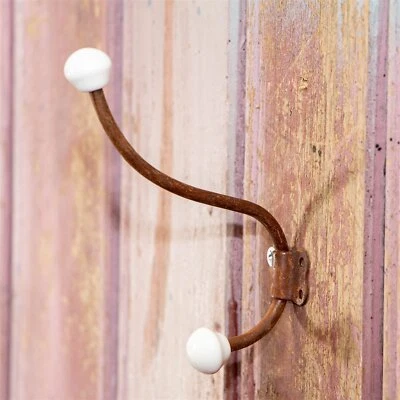 Porzellan-Knopf - Kleiderhaken, Rostig, Wandhaken für Flurgarderobe, Keramik - Bild 1 von 4