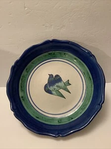 Bitossi Italian Pottery Large Bowl With Bird Dove Handmade Painted Vintage 12.5” - Picture 1 of 12