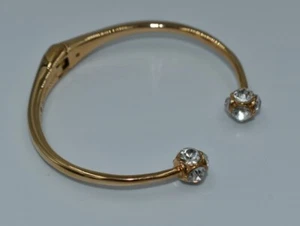 KATE SPADE Lady Marmalade Rose Gold Toned Cuff Bracelet Crystal Hinged Bangle - Picture 1 of 13