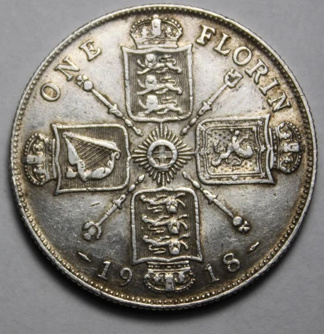 Great Britain 1918 Silver Florin, Old Date KGV (J167) Cover