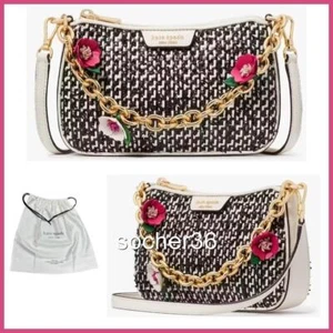 KATE SPADE JOLIE RAFFIA SMALL CONVERTIBLE CROSSBODY W/DUSTBAG PARCHMENT NWT $278 - Picture 1 of 8