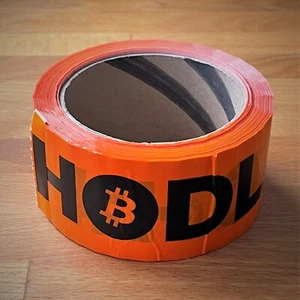 Paketband Klebeband - #HODL - Orange - Maße: 50mm x 66m, Kleber: Acryl - Bild 1 von 2