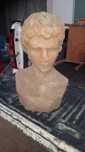 Michelangelo Bust of David For Pedestal Old Terracotta Tall Vintage Statue - Picture 1 of 6
