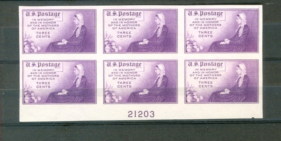 USA Scott 754 Farley Mothers plate number 21203 bottom ngai - Image 1 of 1