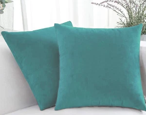 Pair TEAL / AQUA GREEN VELVET PILLOW COVERS ~ 18X18 (#F90) - Picture 1 of 2