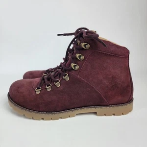 Birkenstock Women's Nubuck Leather Laced Ankle Boots Burgundy Sz 10-10.5M EU 41L - Picture 1 of 13