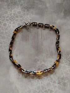 Vintage necklace signed RLL Ralph Lauren faux tortoise plastic beads toggle - Picture 1 of 6