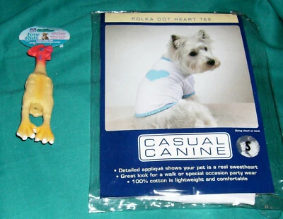 Camiseta de corazón de lunares para perros de Casual Canine -Pequeña - Nueva en paquete y juguete Sqeak gratis  Foto 1 de 4