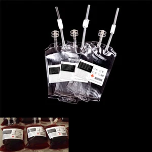 5X 450ML Reusable Blood Energy Drink Bag Halloween Vampire Props Decoration D-@- - Picture 1 of 7