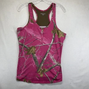 Women's Realtree Tank Top Size Large Pink Camouflage Mesh Back Stretch Real Tree - Picture 1 of 20