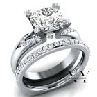 Round Cut 2.50 Carat Moissanite Bridal Set Engagement Ring Solid 14K White Gold