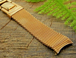 Cinturino orologio Kestenmade USA vintage 17,5 mm chiusura a farfalla maglia riempita oro NOS - Foto 1 di 5