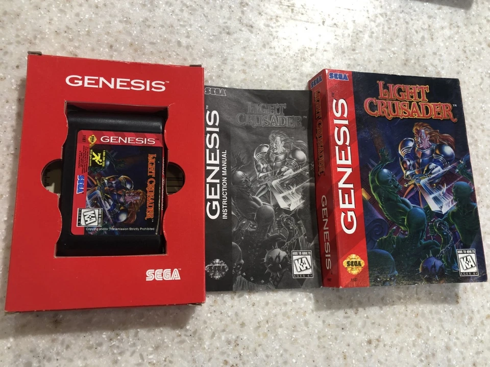 LIGHT CRUSADER SEGA GENESIS GAME CARTRIDGE GAME, MANUAL AND CASE NES HQ - Image 1 of 1