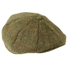 Arran Harris Tweed Baker Boy Cap Olive Gold ZH015 Hat Shooting Hunting Heather