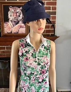 Tommy Bahama donna taglia XS golf tennis pickleball senza maniche rosa verde floreale - Foto 1 di 7