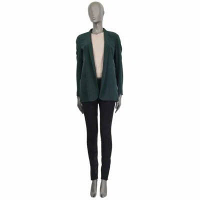 60191 auth AKRIS forest green mulberry silk Shawl Collar Blazer Jacket 36 S - Image 1 of 4