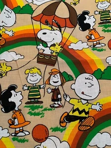 2 Vtg Peanuts Gang Charlie Brown Snoopy Rainbow Balloons Curtain Panels 34x36 - Picture 1 of 7