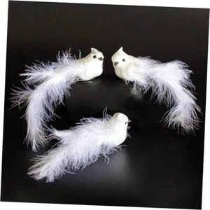 -Artificial Dove Bird with Feathers Decorations Set of 9 pcs Valentine's White - Picture 1 of 7
