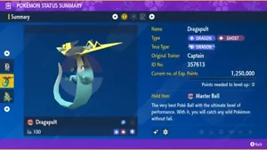 Pokemon Scarlatto Viola Ultra Lucido 6IV Dragapult Scambio Veloce - Masterball GRATUITO - Foto 1 di 3