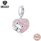 Bisaer Women Authentic S925 Sterling Silver Puppy With Love Charm Fit Bracelets