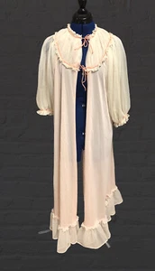 BATA DE CASA de nailon transparente vintage Peignoir con volantes SIN ETIQUETA DE TALLA - Imagen 1 de 6