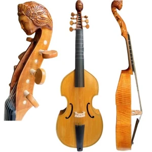 Raro Bajo Viol, 7 Cuerdas 27" Viola Da Gamba, Tallado Noble Dama Cara, Sonido Maestro - Imagen 1 de 14