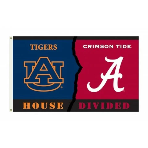 Auburn Tigers vs Alabama Crimson Tide House Divided Logo Rivalry CUSTOM Flag 3x5 Cover