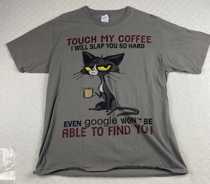 Port & Company Divertida Camisa Gato Gris Adulto Camiseta Touch My Coffee Regalo Camiseta - Imagen 1 de 7