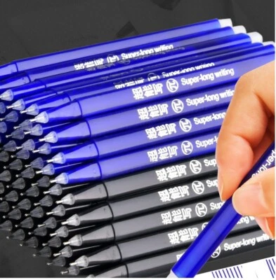 12Pcs 0.5mm Erasable Pen Black / Blue Gel Ink Roller Ball Pens Set School Kids - image 1 of 4