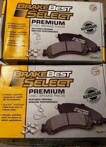 Front +Rear Ceramic Disc Brake Pads +Hardware for 2014-2018 Chevy Silverado 1500 - Picture 1 of 10