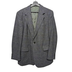 Vintage Hill & Archer Wool Gray Herringbone Tweed Sport Coat Jacket Size 44R - Picture 1 of 13
