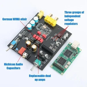 Placa decodificadora U1 + tarjeta de solución USB para amplificador de auriculares Amanero DAC ES9038/ - Imagen 1 de 2