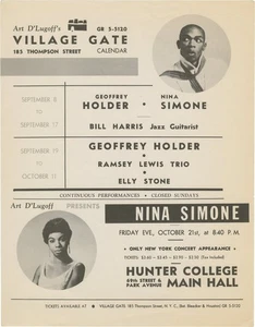 Geoffrey Holder Nina Simone ORIGINAL FLYER FOR SERIES OF PERFORMANCES #159886 - Picture 1 of 1