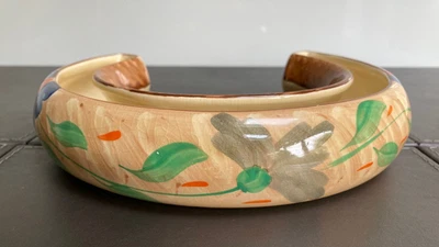 Myott Art Deco Crescent Posy Trough  Hand Painted In Flower & Leaf Design - Image 1 of 4