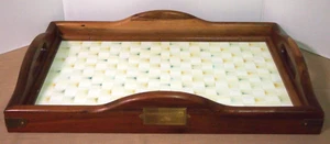 #2 MacKenzie-Childs Pergament Karo Lg. Hostess Tablett - massives Akazienholz 12" x 20" - Bild 1 von 9