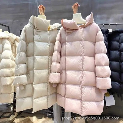 Winter Luxury White Goose Down Down Jacket Womens Long Fashion Warm Down Jacket - Image 1 of 4