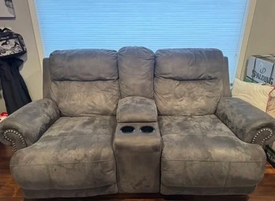 Gray Austere Reclining Sofa Couch & Loveseat Set - Image 1 of 4