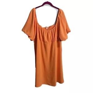 Derek Heart Kleid Damen Übergröße 3X orange Puffärmel Bauern Babydoll - Bild 1 von 9