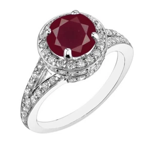 Anello oro bianco 14 kt 1,60 ct 100% naturale rubino rosso birmano certificato IGI diamanti - Foto 1 di 3