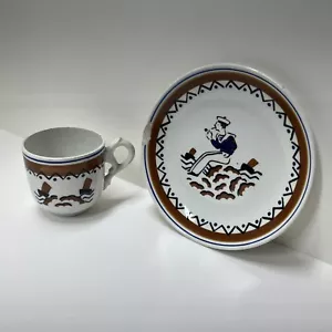 1880-1920 Set tazza da tè marinaio francese antico Keller And Guerin (K et G) Luneville - Foto 1 di 18