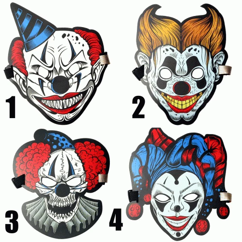 LED Clown Maske böser Zirkusclown Joker harlekin Clownmaske fies irre Karneval - Bild 1 von 1
