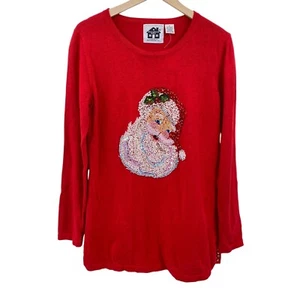 Storybook Knits Perlen Weihnachtsmann Langarm Strick Pullover Gr. Small Pailletten - Bild 1 von 9