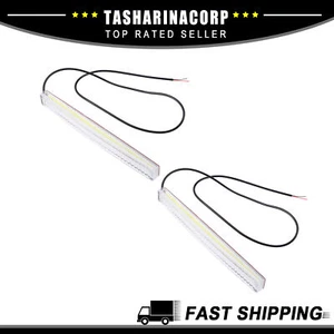 Universal Piece of 2 Daytime Running Light Bar COB Lights Driving Lighting White - Picture 1 of 7