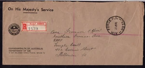 1945 WWII Australia OHMS Dept of Air RAAF DARWIN NT RED Registered Label Cover - Picture 1 of 4