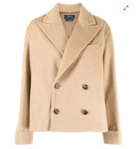 Polo Ralph Lauren Double Breasted Boxy Coat XXS XS Camel Wool Cashmere Pristine - Picture 1 of 12
