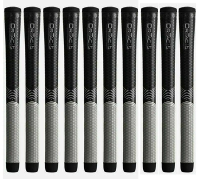 SET OF 10 - Winn Dri-Tac LT (Less Taper) Black Gray Oversize Golf Grip 7LTDT-BK