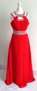 Long Ball Gown S/M Red, Sequin Embellished Occasion Prom Chest 36" Waist 28" - Picture 1 of 5