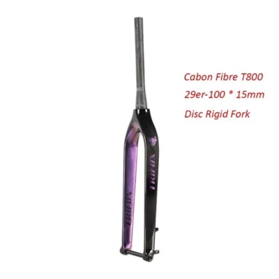 Carbon Fiber Bike Rigid Fork Tapered 100x15mm Disc Brake MTB Bicycle Hard Forks - Image 1 of 4